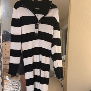 Fashion Nova Monochrome Striped Sweater Dress